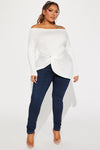 Simply Perfect Long Sleeve Off Shoulder Top - Ivory