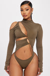 Say My Name Cut Out Bodysuit - Olive