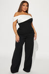 Be Yourself Jumpsuit  - Black/White