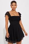 Alexandria Lace Trim Mini Dress - Black