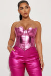 Lover Girl Metallic Corset Top - Pink