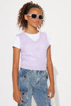 Mini Lucky Hearts Sweater Vest With Ribbed Tee Set - Lilac