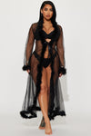 Softest Touch Extra Long Fluff Mesh Robe - Black