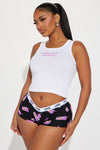 Caffeine Queen PJ Boyshort Set - Black/Pink