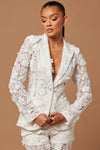 Denise Embroidered Blazer - White