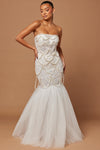 Lana Embellished Pearl Gown - White