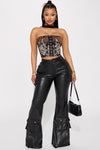 Toxic Girlfriend Faux Leather Flare Pant - Black