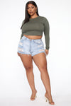 Keep In Touch Distressed Shorts - Light Wash