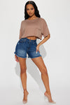 Showing Off Stretch Denim Shorts - Dark Wash