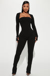 Jeanette Snatched Jumpsuit Set - Black