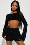 I'm All Good Crochet Shrug Sweater - Black