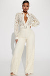 Perfect Night Lace Jumpsuit - Cream