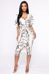 Not Hiss Girl Snake Print Midi Dress - Brown/combo