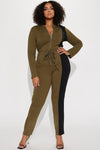 Racing Through The Track Jumpsuit - Olive/combo