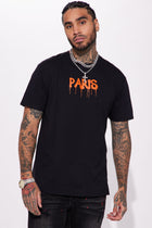 Paris Drip Short Sleeve Tee - Black