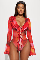 Call Me Senorita Bodysuit - Red/combo