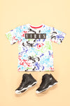 Mini Vibes Splatter Tee - White/combo