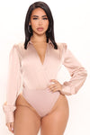 Playing Wicked Games Satin Bodysuit - Taupe