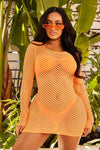 Beach What Fishnet Cover Up Dress - Neon Orange