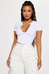 Valentina Plunge Crop Top - White