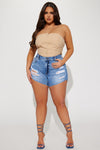 Keep It Fresh Stretch Cut Off Denim Shorts - Medium Wash