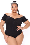 Fool In Love Short Sleeve Bodysuit - Black