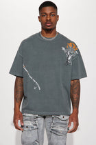 Stay United Oversized Short Sleeve Tee - Grey