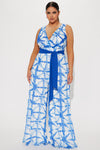 Heather Tie Dye Jumpsuit - White/Blue