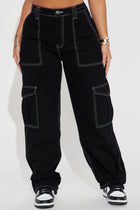 Petite Give Me A Break Cargo Carpenter Jeans - Black