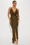 Devine Ruffle Maxi Dress - Olive