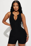 Heather Heavy Rib Romper - Black