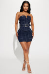 Feeling Perfect Denim Skirt Set - Dark Denim