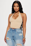 Simi Seamless Halter Crop Top - Taupe