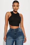 So Easy Ribbed Tank Top - Black