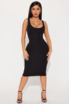 Marissa Double Lined Midi Dress - Black