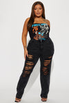 Go Hard Loose Fit Ripped Straight Leg Jean - Black Wash