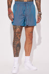 Stormy Iridescent Nylon Shorts - Blue