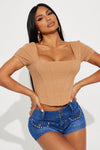 Ronnie Ribbed Corset Top - Tan