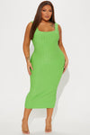 Dani Textured Midi Dress - Lime