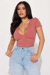 Valentina Plunge Crop Top - Rust