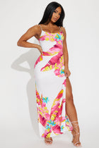 Briella Tropical Maxi Dress - Fuchsia/combo