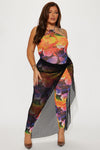 Warm Waters Mesh Jumpsuit Set - Multi Color