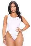 Victoria High Cut Bodysuit - White