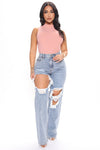 Sassy Straight Leg Jeans - Light Blue Wash