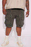 Puffed Up Cargo Shorts - Olive