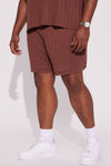 Check Your Facts Textured Shorts - Brown