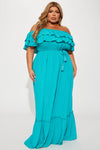 Caribbean Beauty Maxi Dress - Turquoise