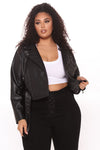 Not A Quilter Faux Leather Jacket - Black