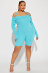 Gigi Sweater Romper - Aqua