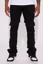 Can I Cargo Stacked Skinny Flare Jeans - Black